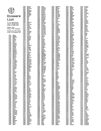 First page of a printable Diceware list, with columns of words and 5-digit numbers.