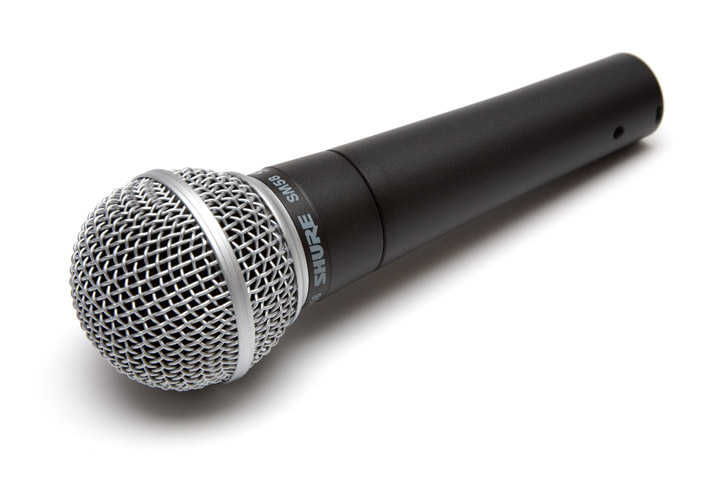 Photo of a Shure SM58 microphone