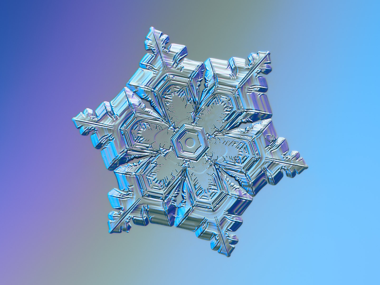 Super close macro photo of a snowflake. CC-BY Alexey Kljatov https://www.flickr.com/photos/chaoticmind75/46796797182/