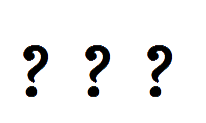 Three question marks in an old-fashioned typographical style
